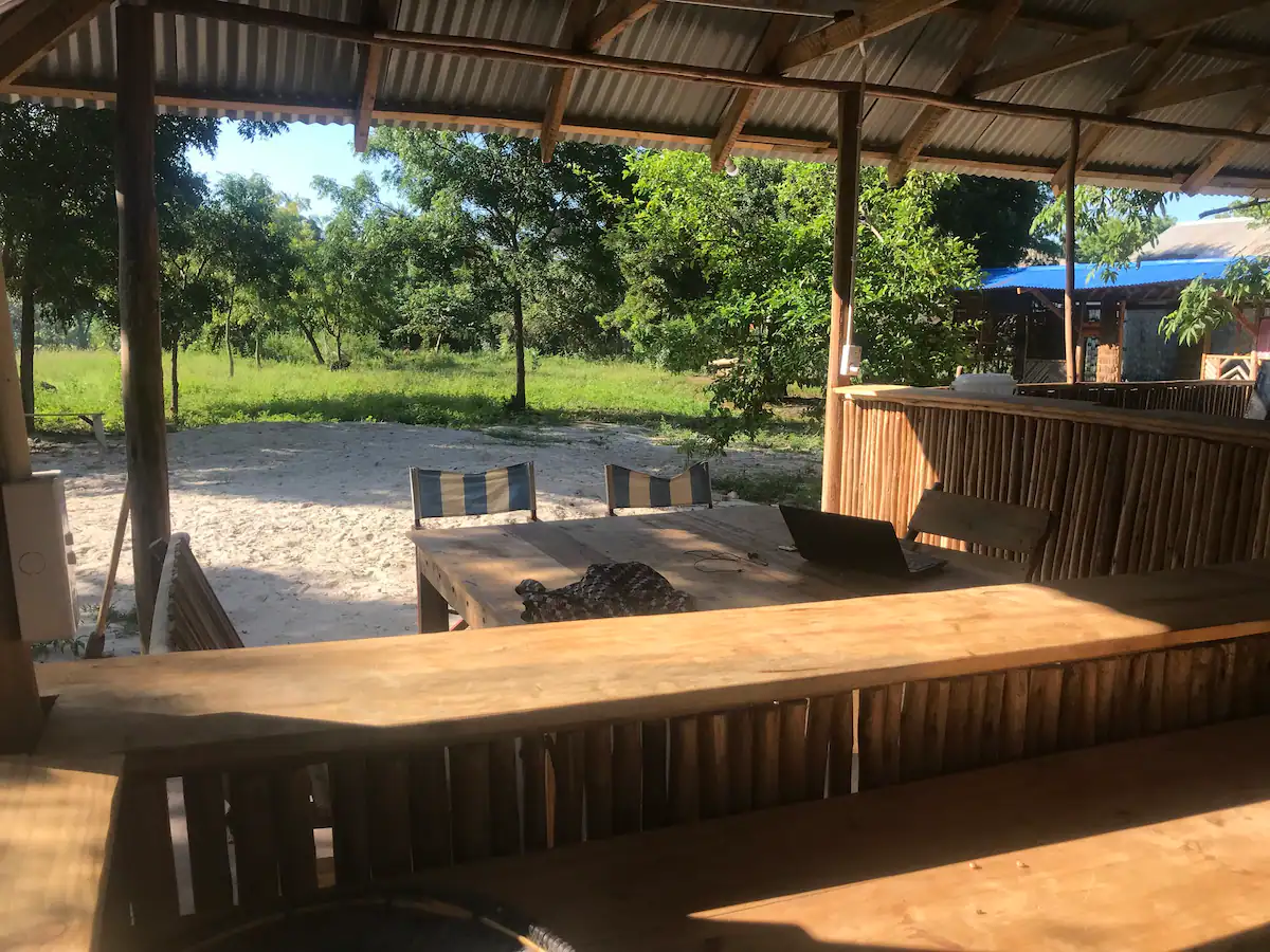 outdoor lounging area